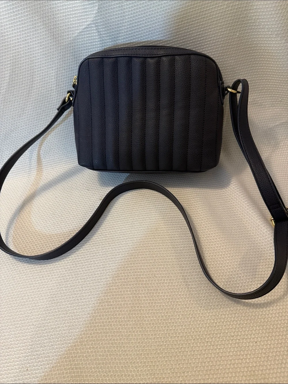 Tommy Hilfiger Navy Quilted Crossbody with Red and White Stripe Accent